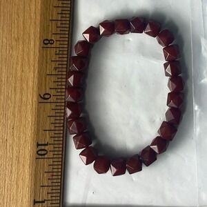 Dark‎ Red Beaded Stretchy Bracelet Faceted Gemstones Fashion Jewelry